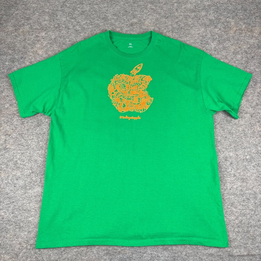 Apple Store T-Shirt Tee Cotton Green Adult XL